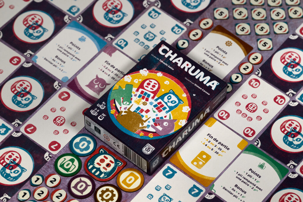 Charuma, un jeu de Takashi Saito illustré par Simon Caruso édité par Darucat